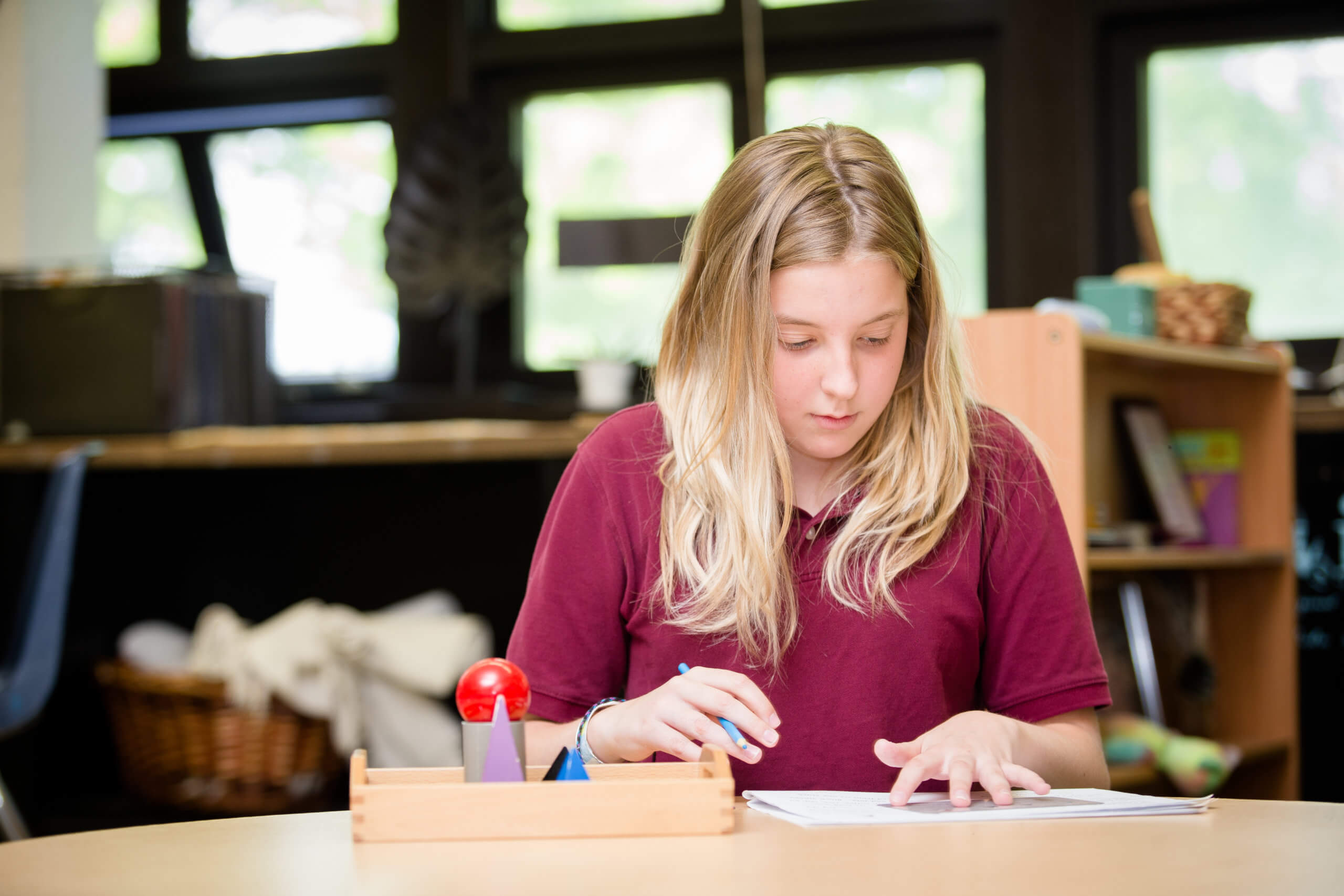 Female student working on a paper