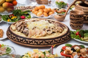 A traditional Kazakhstani feast prepared for families of those with young students on their first days of school.