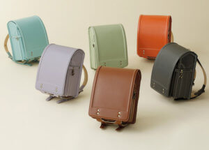 Picture of Japanese backpacks known as randoserus, a traditional gift for young students as they enter grade school
