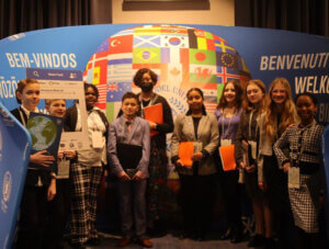 Four Corners Montessori Academy students pose for a picture at the 2023 United Nations Montessori Model Conference